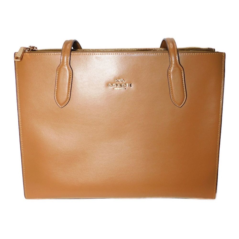 Coach Nina Carryall Tote - Light Saddle with gold metal accents